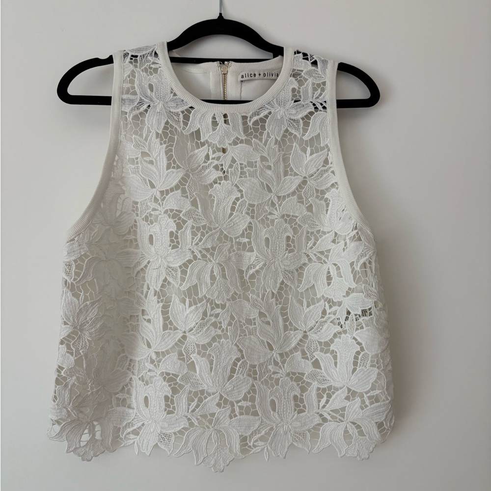 White Lace Sleeveless Top